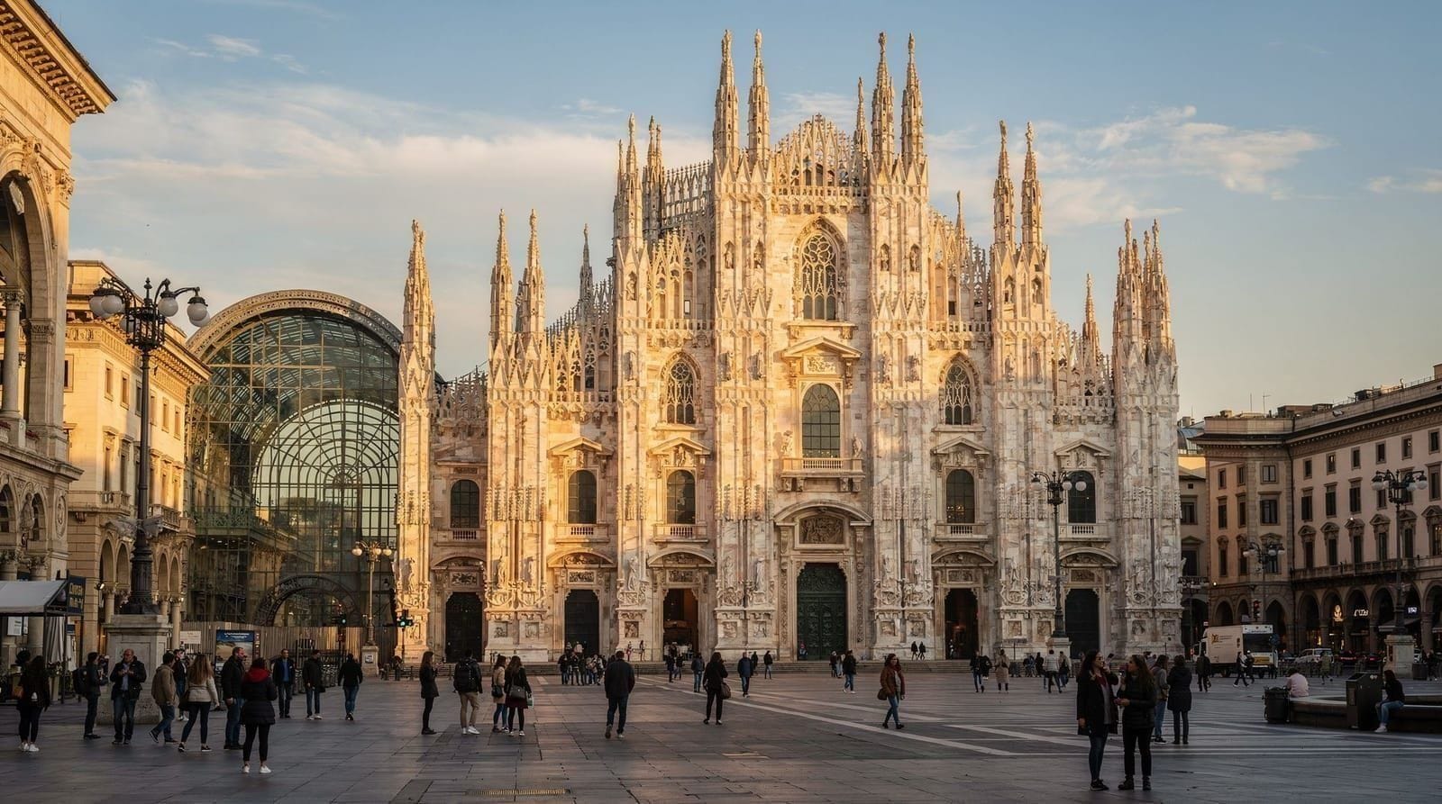 Milan Duomo and Galleria Vittorio Emanuele II at golden hour